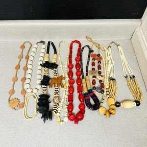 Handmade Wooden Beaded, Heishi, Shell, Hippy, Surfer Style Boho Necklaces Lot 10